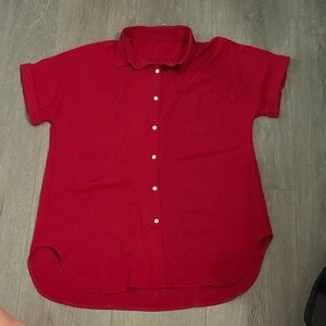 Red Button-Up Women's Top